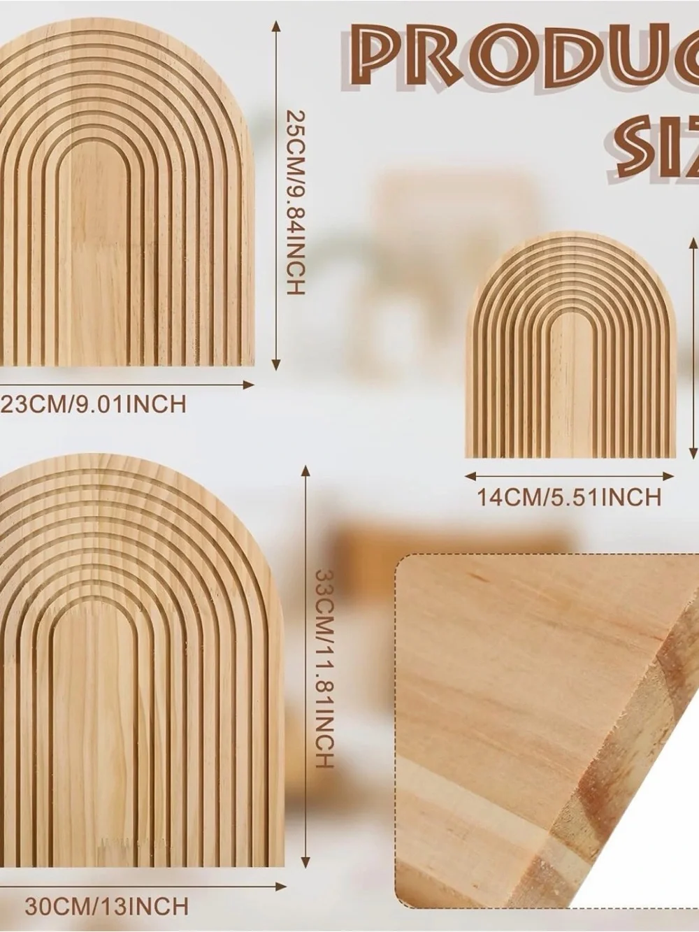 Natural Wood Arch Wall Decor Trio - Neutral Wood Accent